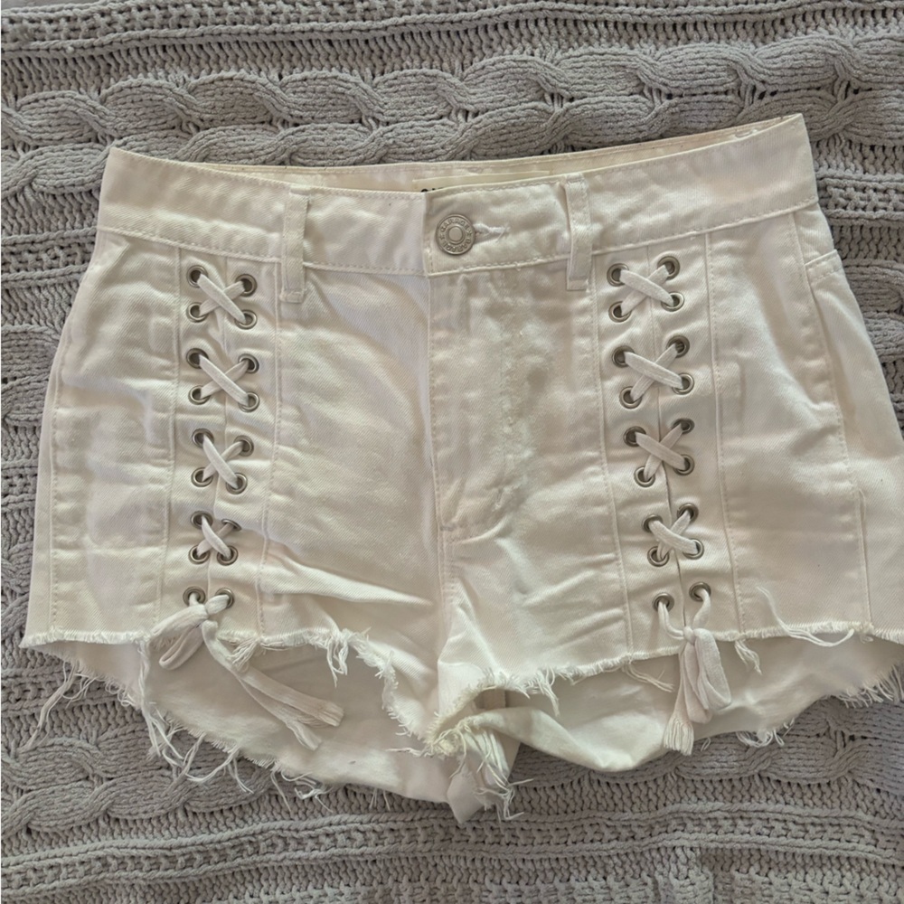 Garage White Festival Lace-Up Shorts
